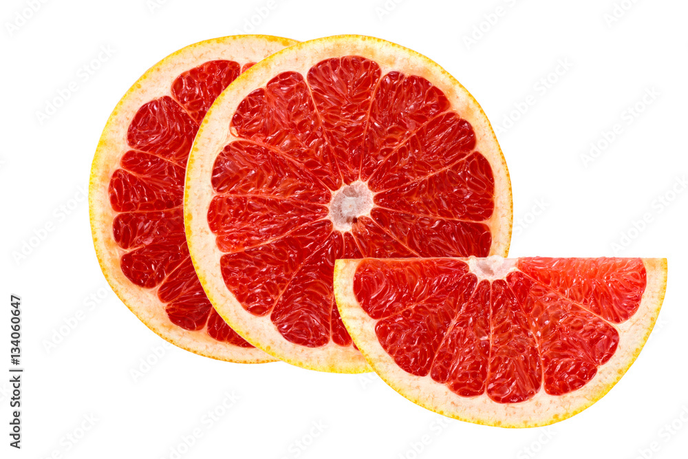bright juicy round slices of grapefruit isolated on white background bright juicy round slices of grapefruit isolated on white background
