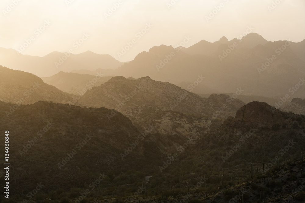 Shaded mountains at Tonto National Forest near Lost Dutchman State Park, AZ