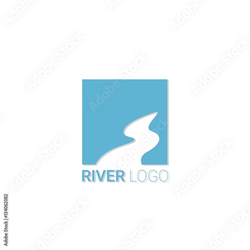 Vector abstract symbol of the river. Drawing with watercolors