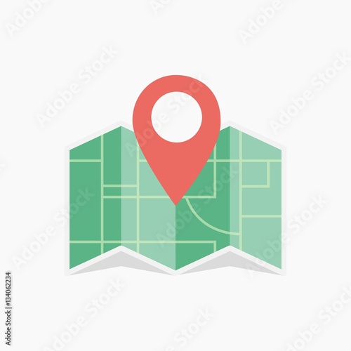 Vector map icon with Pin Pointers. Flat style