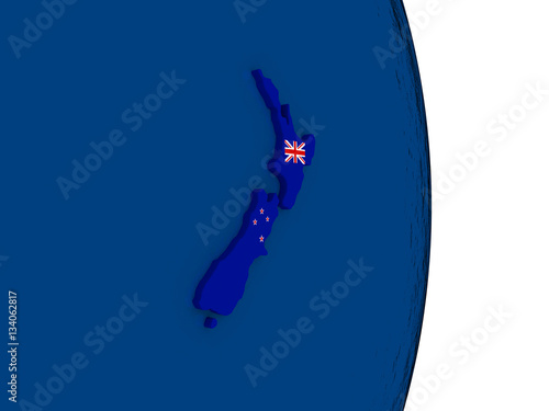 New Zealand with its flag