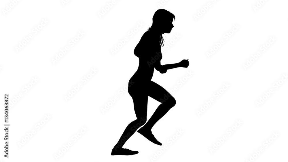 4k Animated silhouette loop of a woman running on a white background 4k Animated silhouette loop of a woman running on a white background