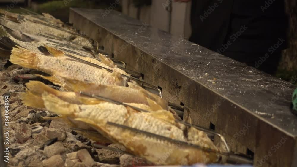 Food Stall in Thailand Making Thai Salt Crusted Grilled Fish Food Stall in Thailand Making Thai Salt Crusted Grilled Fish