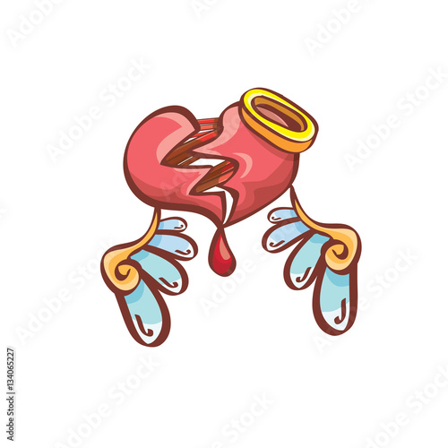 vector cartoon style red broken heart