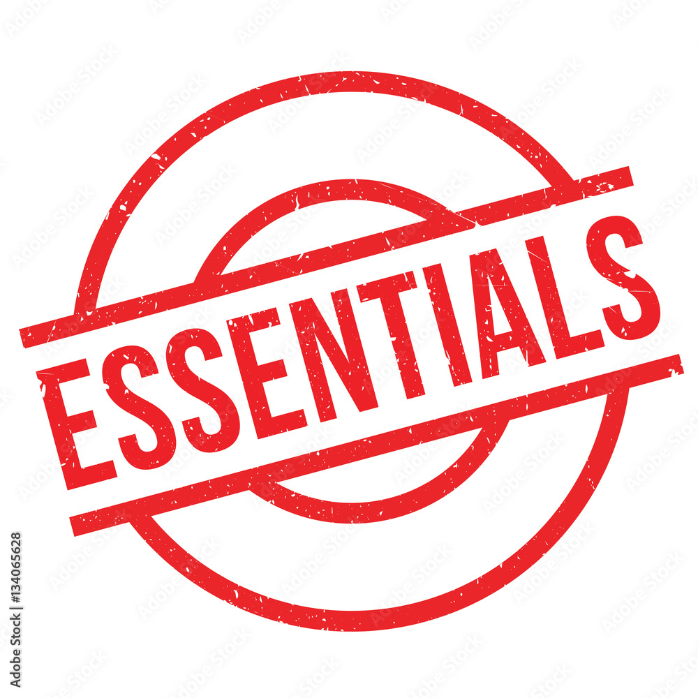 Essentials rubber stamp. Grunge design with dust scratches. Effects can be easily removed for a clean, crisp look. Color is easily changed.