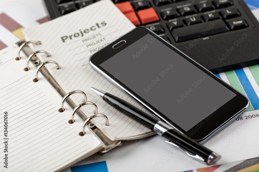 Business Objects in the office on the table Business Objects in the office on the table