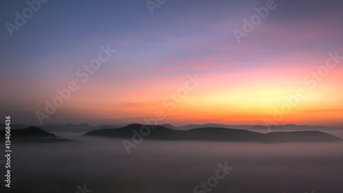 Soft focus sunrise at mist on the mountain © sritakoset