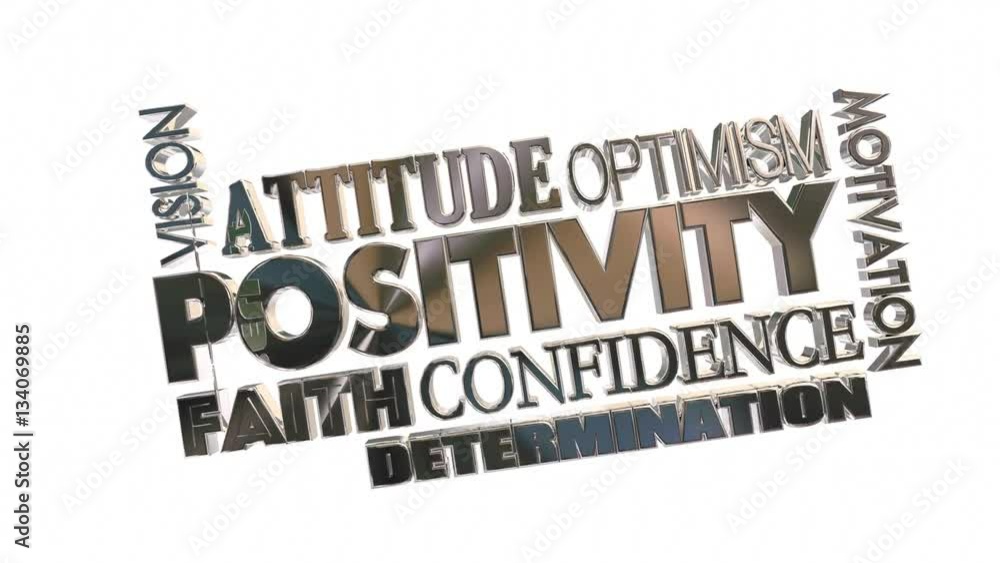 Positivity Attitude Good Optimism Word Collage 3d Animation Positivity Attitude Good Optimism Word Collage 3d Animation