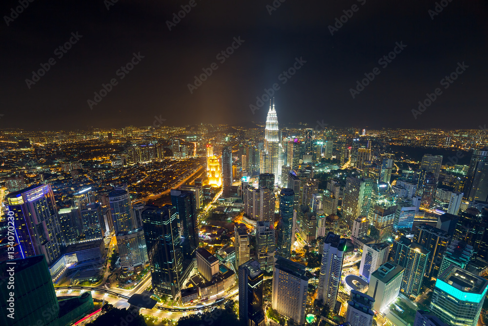Naklejka premium Kuala Lumpur Aerial Nightscape