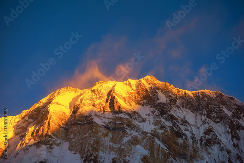 Annapurna mountain at sunrise from Annapurna base camp ,Nepal.