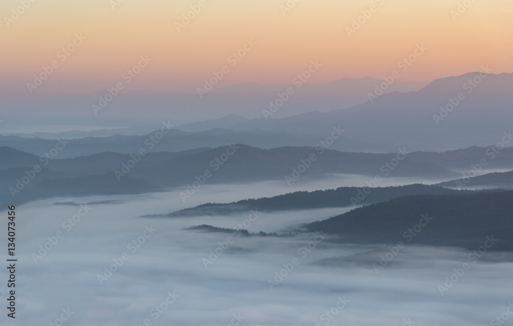 Fototapeta premium Landscape of Sa Mur Dao mountain view point. Nan province, Thailand.