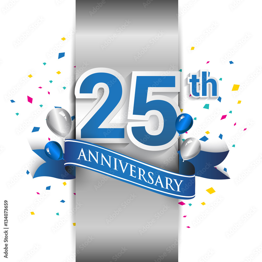 25th Anniversary Celebrating Logo Gray and Blue Color on Stock Vector -  Illustration of icon, sign: 125091552