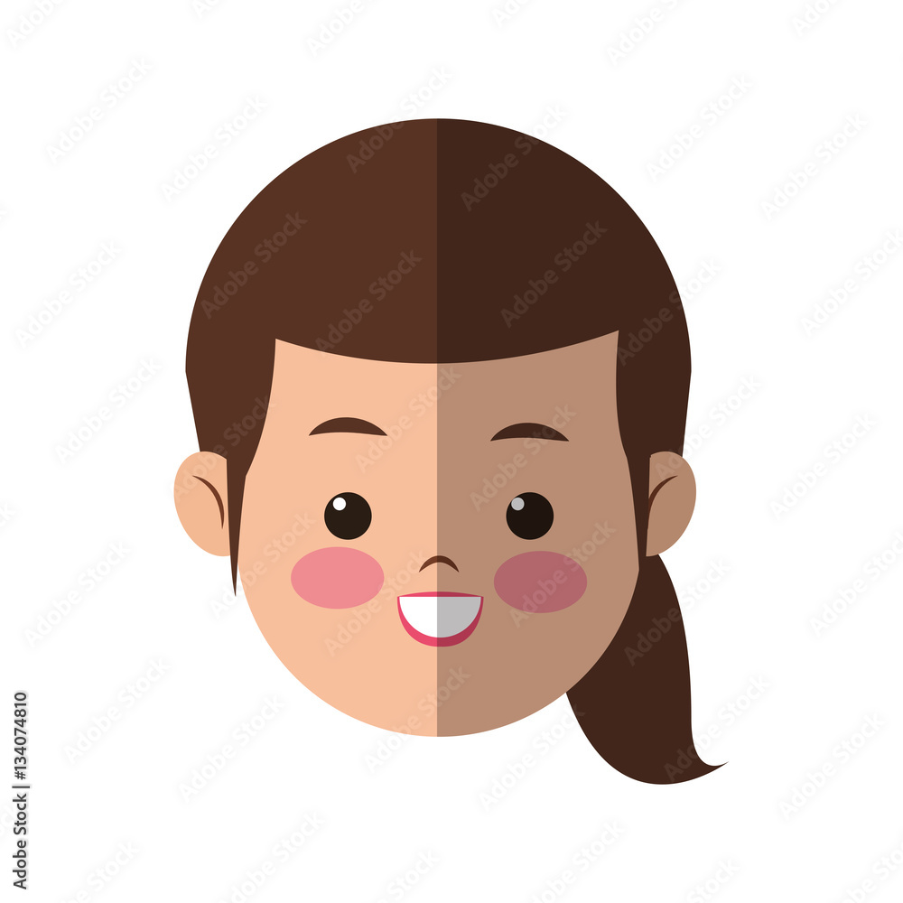 happy young woman face cartoon icon over white background. colorful design. vector illustration happy young woman face cartoon icon over white background. colorful design. vector illustration