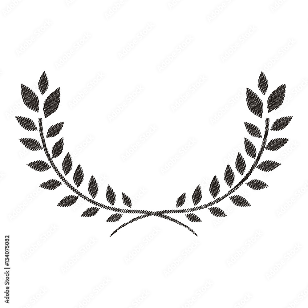 striped monochrome half crown with olive long branch vector illustration