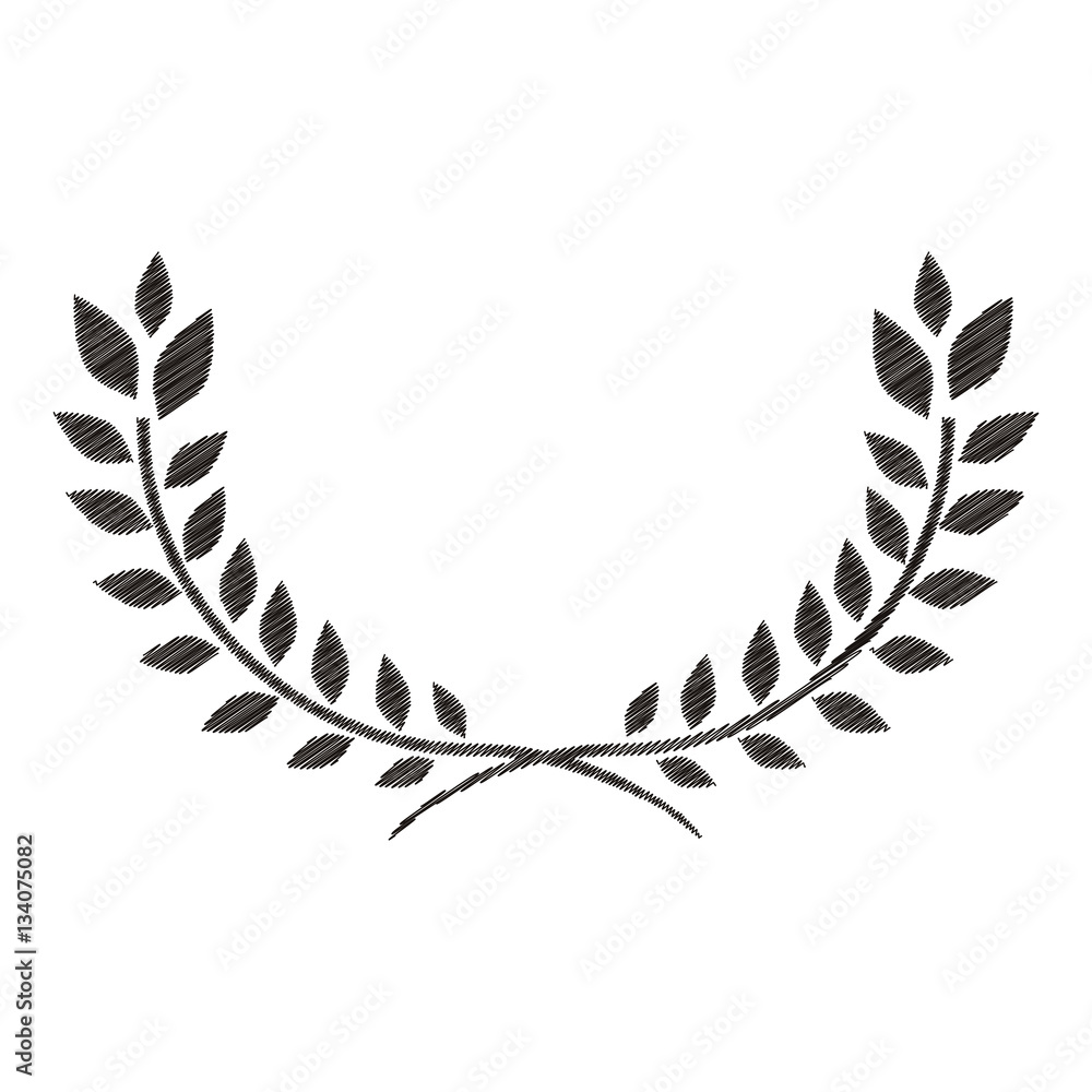 Obraz premium striped monochrome half crown with olive long branch vector illustration