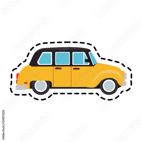 Fototapeta Naklejka Na Ścianę i Meble -  classic taxi car icon over white background. colorful design. vector illustration