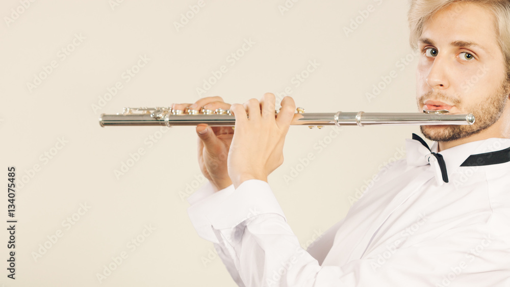 Flute music playing flutist musician performer Stock Photo Adobe Stock