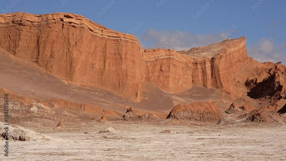 El Valle de la Luna (Valley of the Moon), Atacama desert, Chile. It looks similar to the moon's surface.  A prototype for a Mars rover was tested here because of the valley's dry, forbidding terrains.