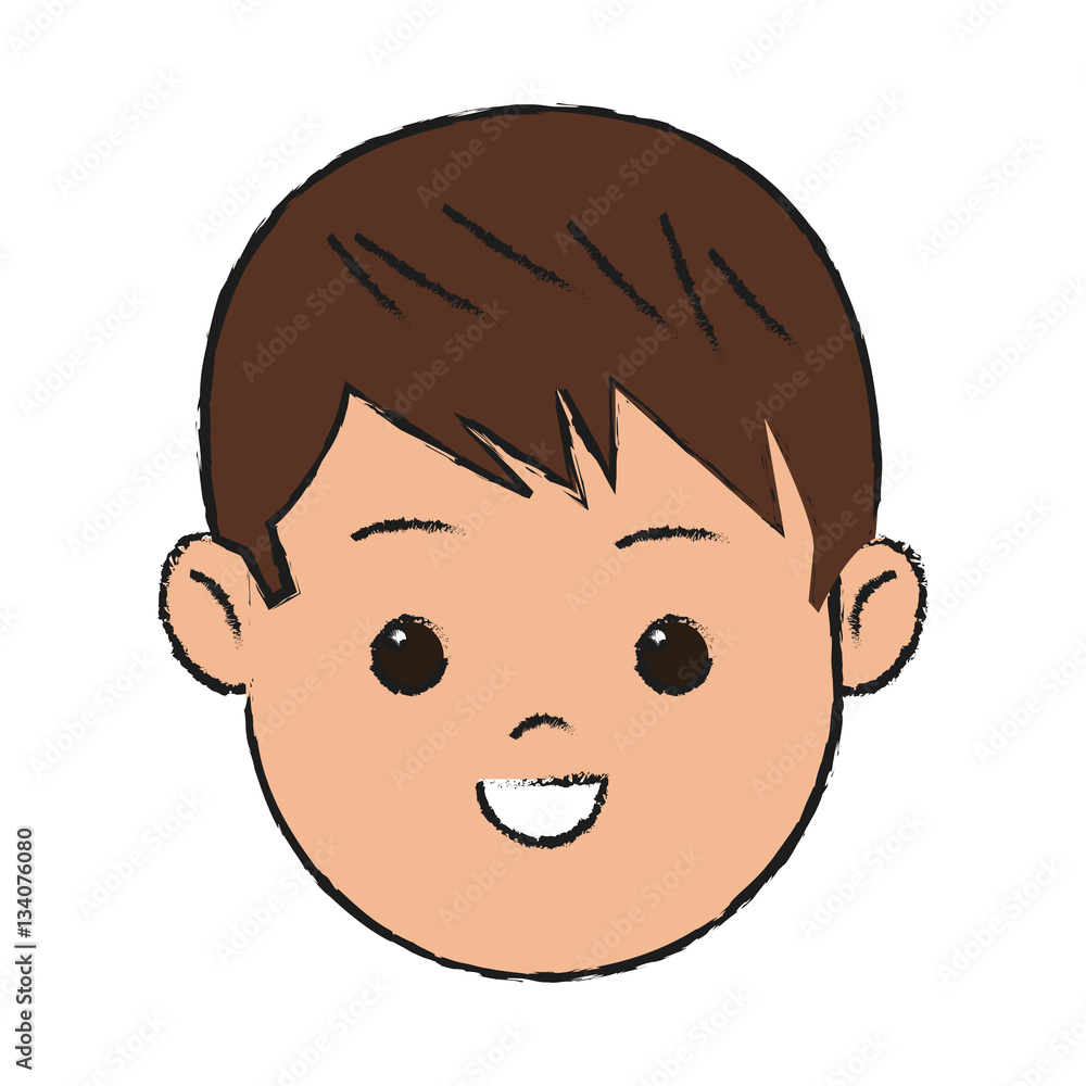 happy boy face cartoon icon over white background. colorful design. vector illustration