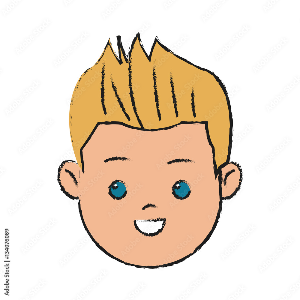 Fototapeta premium happy boy face cartoon icon over white background. colorful design. vector illustration