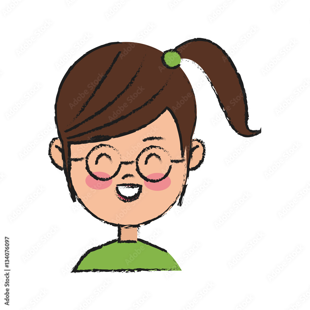 happy girl face cartoon icon over white background. colorful design. vector illustration happy girl face cartoon icon over white background. colorful design. vector illustration
