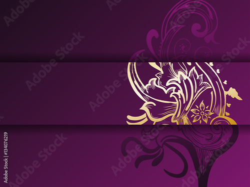 Western Golden And Purple Floral Greeting Card Template