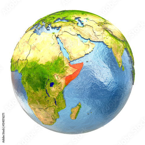 Somalia in red on full Earth