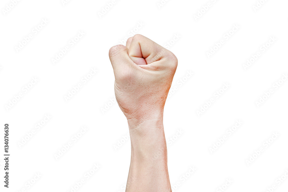 Punch fist of a man, Hand with clenched a fist isolated on white background. Punch fist of a man, Hand with clenched a fist isolated on white background.