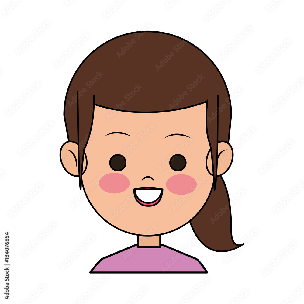 happy girl face cartoon icon over white background. colorful design. vector illustration happy girl face cartoon icon over white background. colorful design. vector illustration