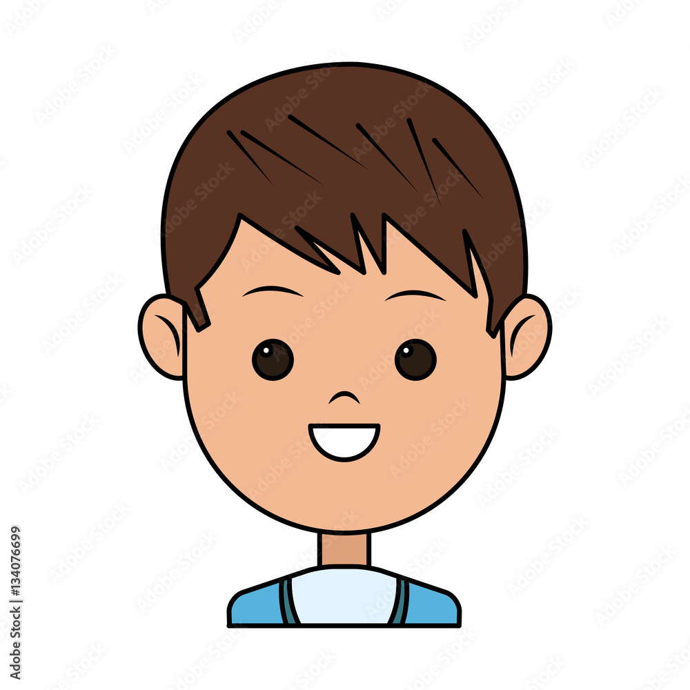 happy boy face cartoon icon over white background. colorful design. vector illustration
