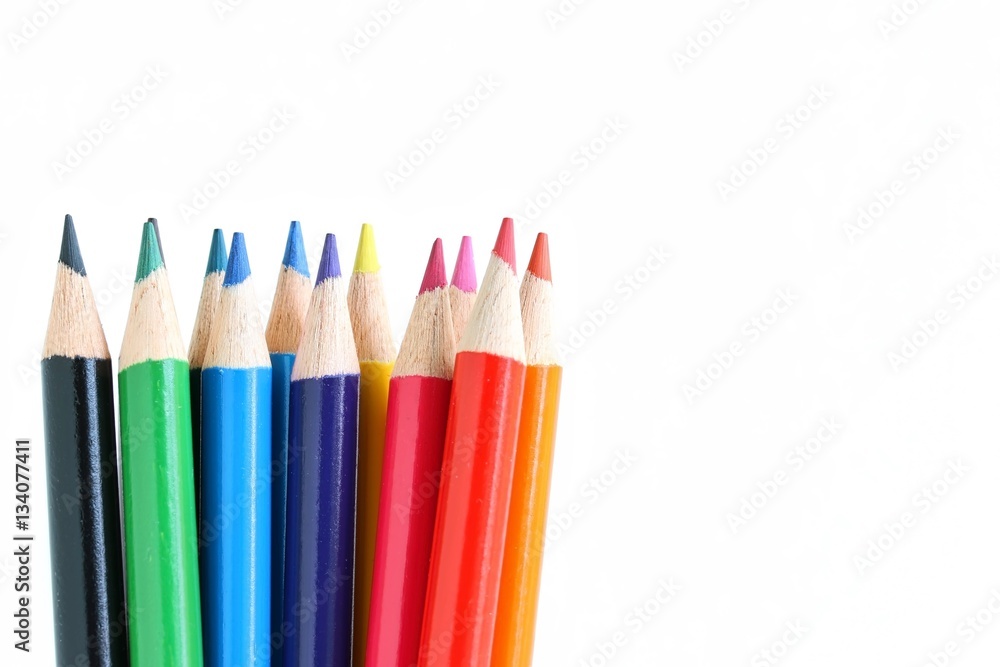 Fototapeta premium Colored Pencils on White Background