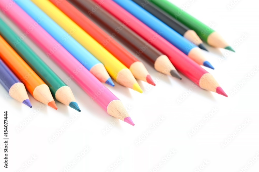 Colored Pencils on White Background Colored Pencils on White Background