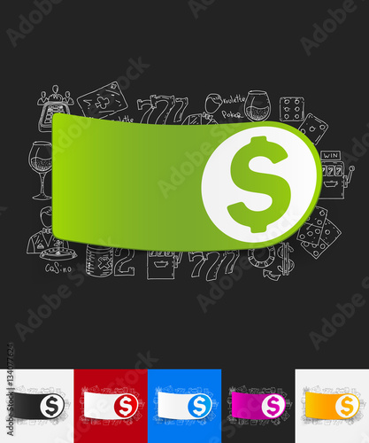 money paper sticker with hand drawn elements