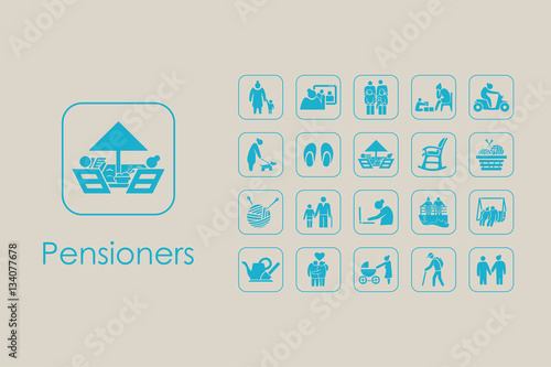 Set of pensioners simple icons