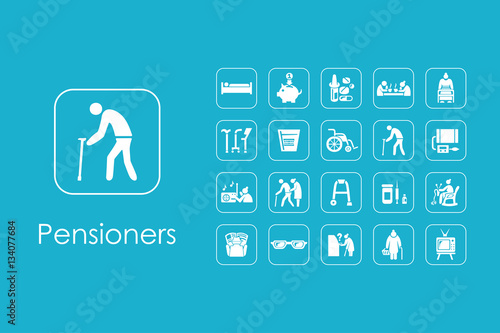 Set of pensioners simple icons