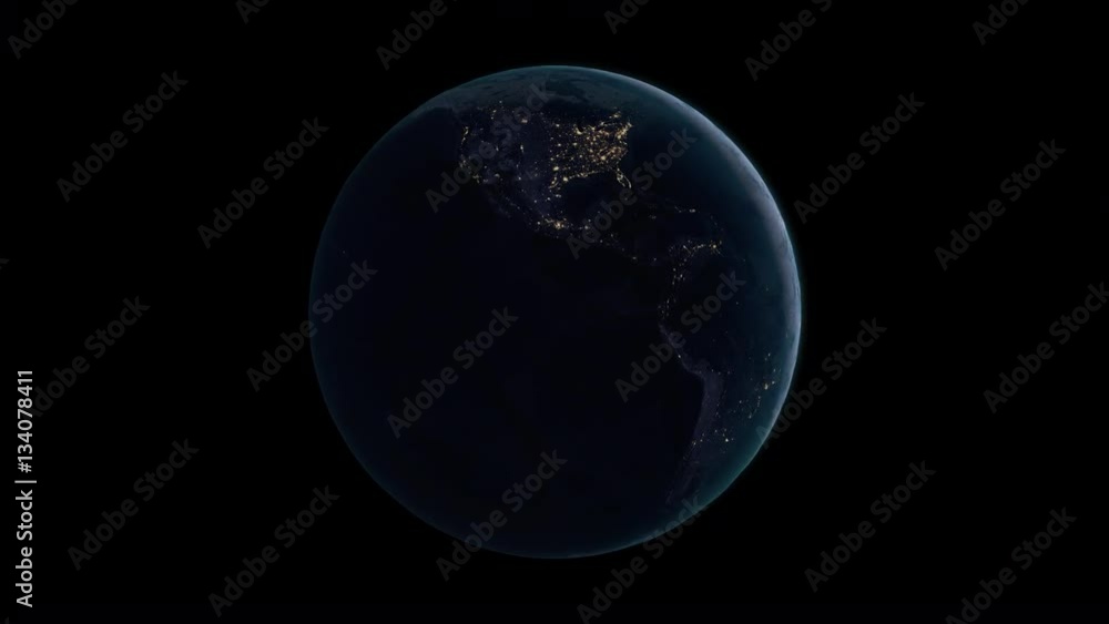 Planet Earth rotates, zoom to South America, 4K Ultra HD. Alpha Channel World in the space, continent South America Planet Earth rotates, zoom to South America, 4K Ultra HD. Alpha Channel World in the space, continent South America