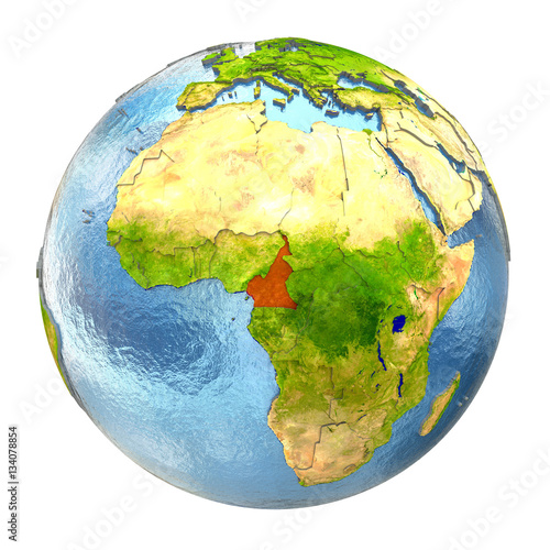 Cameroon in red on full Earth