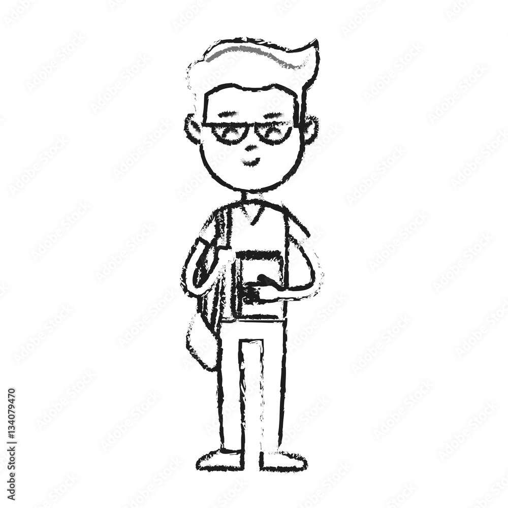 boy wearing casual clothes cartoon icon over white background. vector illustration