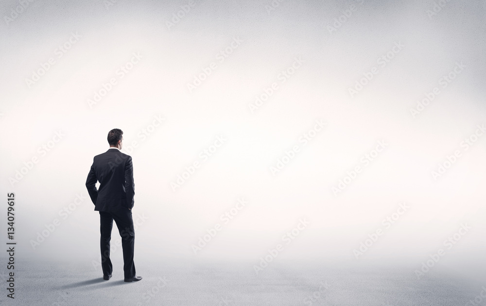 Sales person with empty white background Sales person with empty white background