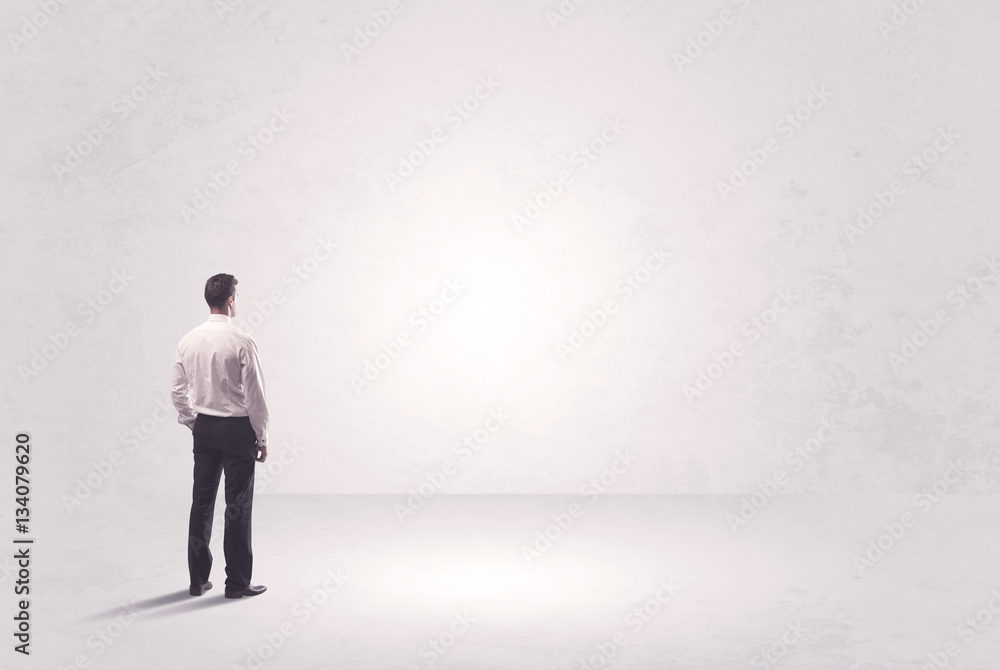 Finance worker standing in pure nothing Finance worker standing in pure nothing