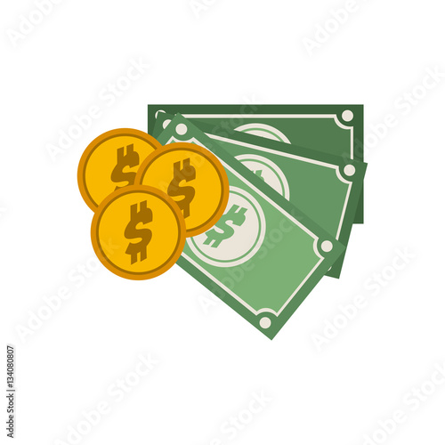 set multiple bills with coin vector illustration