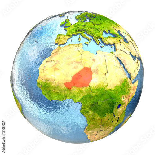 Niger in red on full Earth
