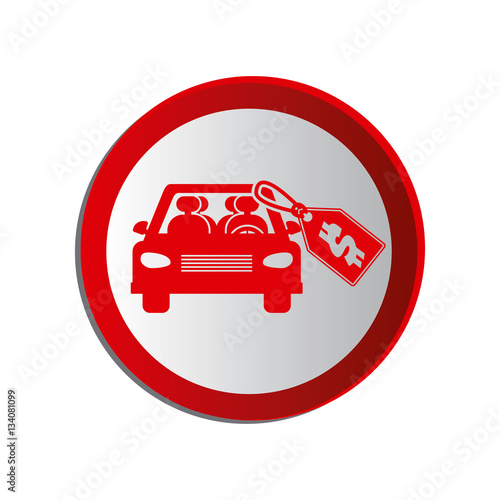 circular shape with car and price tag dollar