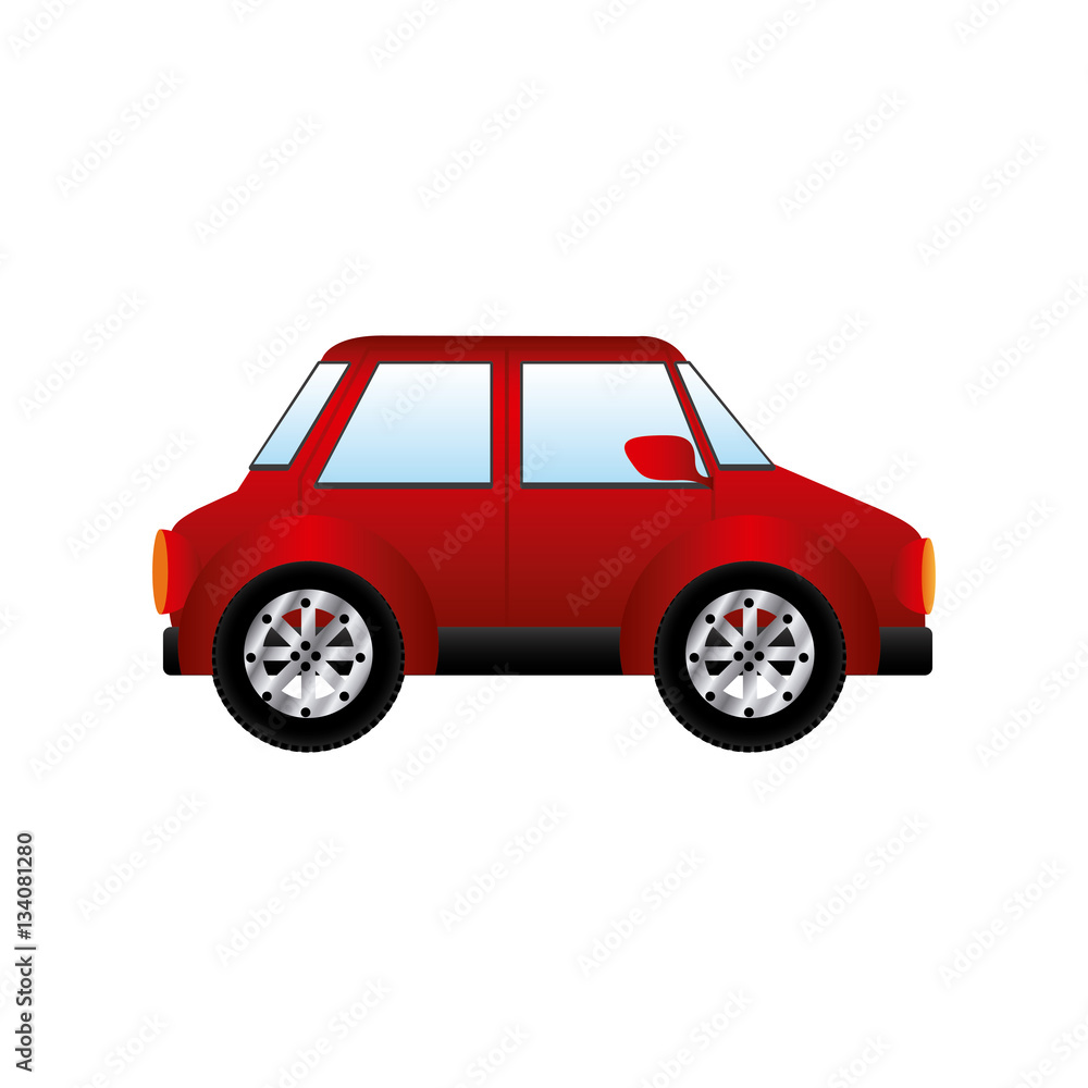 red silhouette with small automobile vector illustration red silhouette with small automobile vector illustration