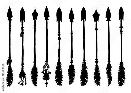 Set of silhouettes american indian arrows