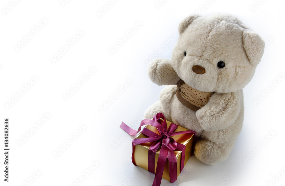Cute Teddy Bear with Elegance Golden Gift Box Cute Teddy Bear with Elegance Golden Gift Box