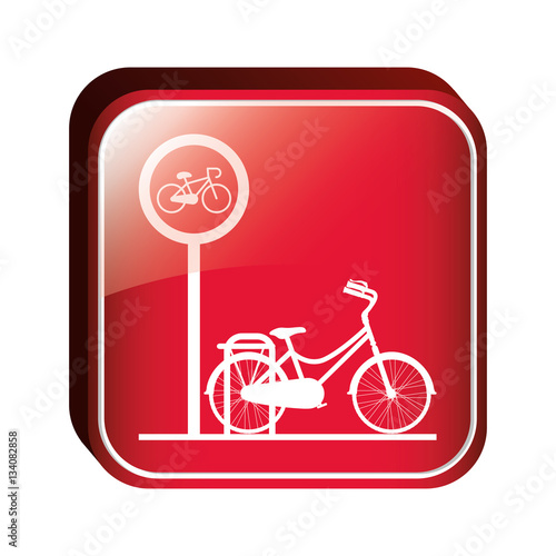 square button bicycle parking area vector illustration