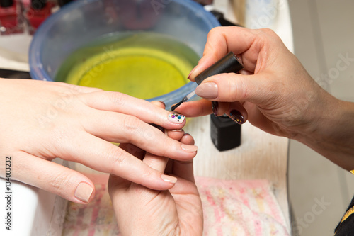 Manicure in a beauty salon