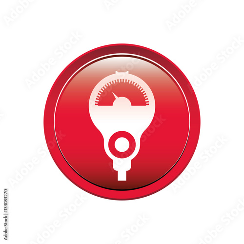 circular button with parking meter vector illustration