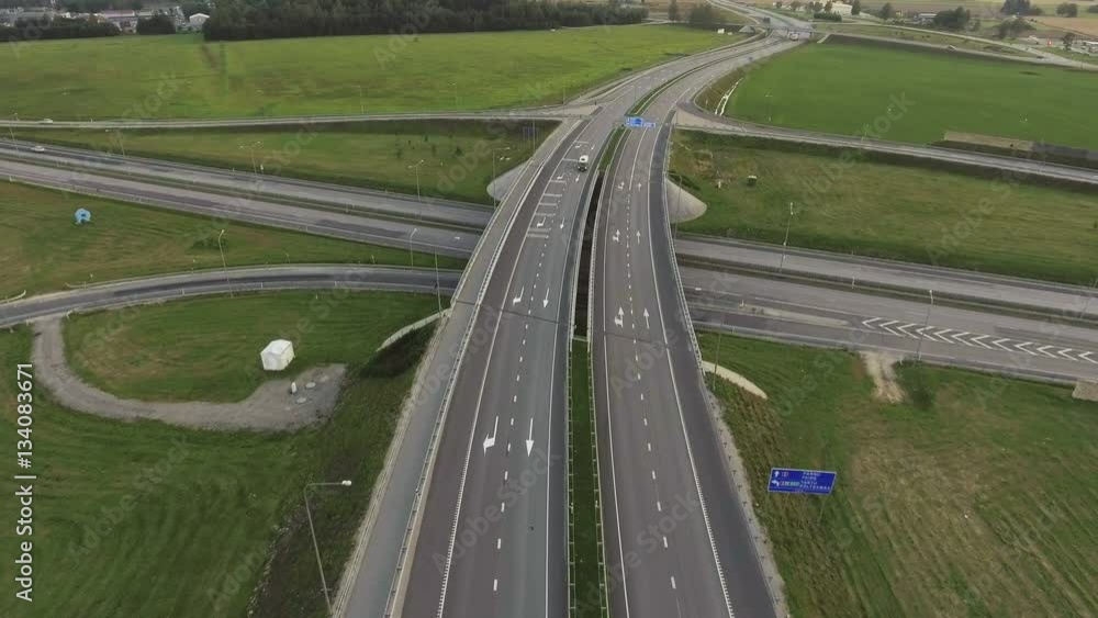 Aerial Shot of Highway Intersection at Bright Day. Aerial Shot of Highway Intersection at Bright Day.
